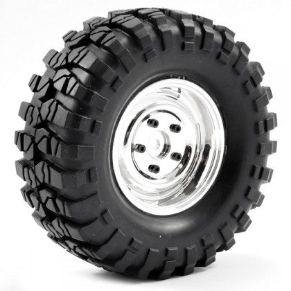 FTX Outback Pre-mounted Steel Lug/tyre (2) - Chrome